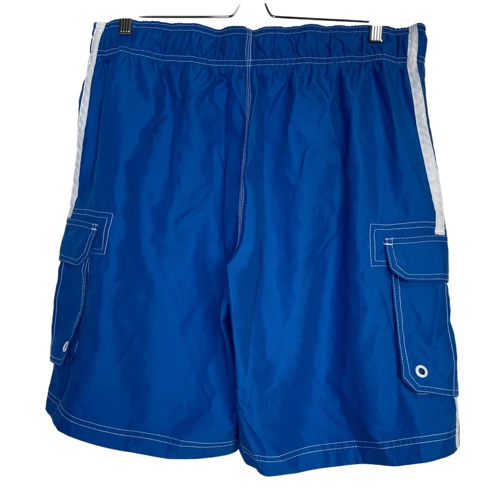 Ocean Pacific Mens Ultra Blue‎ Cargo Swim Trunks Board Shorts L 36-38 OM15105Y